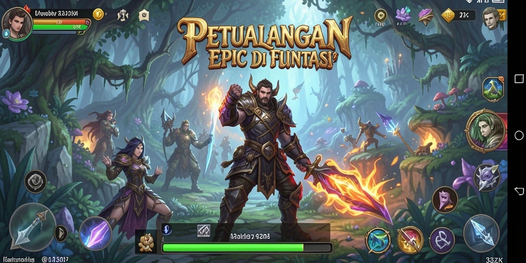 Screenshot gameplay 33ZK menampilkan pertarungan epik di dunia fantasi.