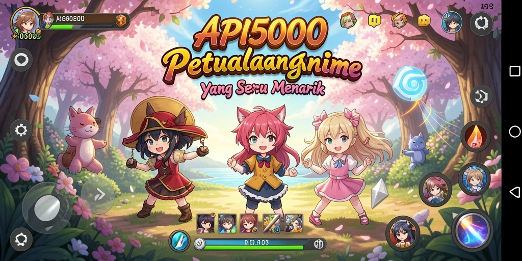Screenshot gameplay API5000 menampilkan karakter anime dalam pertempuran epik.