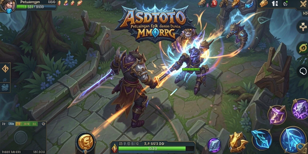 Screenshot gameplay ASDTOTO yang menampilkan pertarungan epik dalam MMORPG.