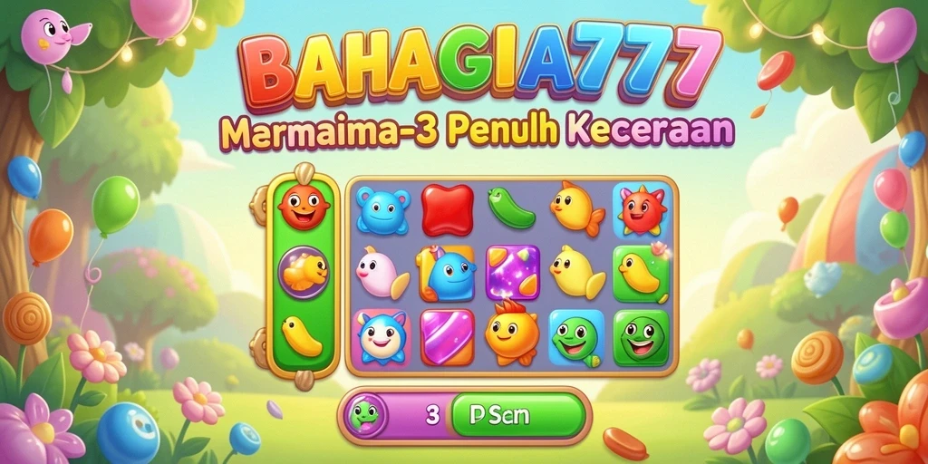 Tampilan gameplay Match-3 dari BAHAGIA777 yang menawan.