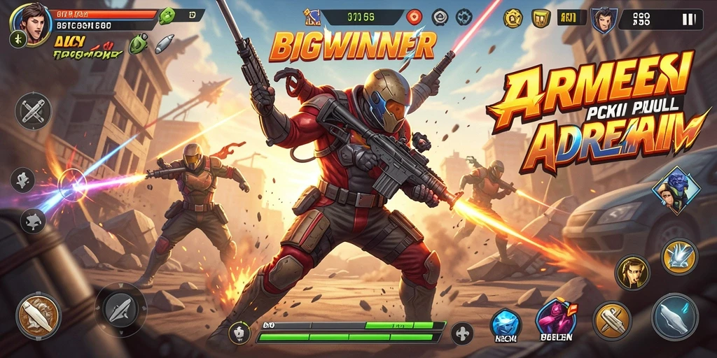 Screenshot gameplay BIGWINNER yang menampilkan aksi seru dalam pertempuran.