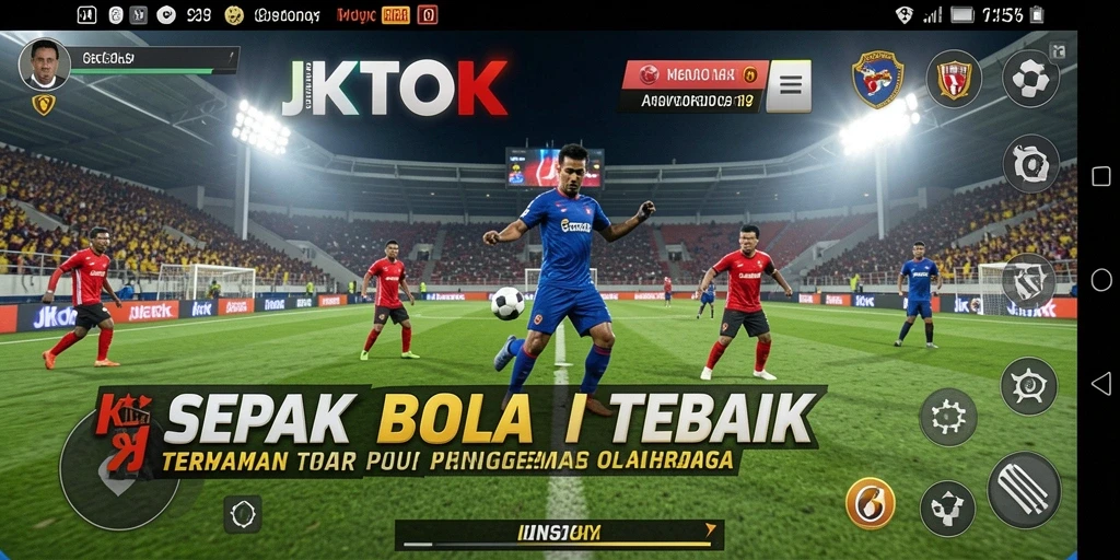 Tampilan gameplay JKTOK dengan aksi sepak bola yang mendebarkan.