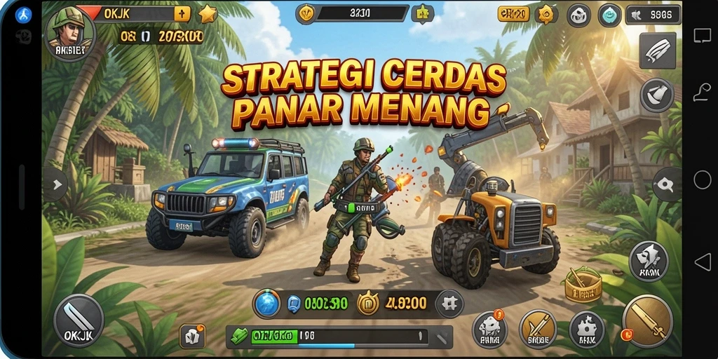 Tangkapan layar gameplay <strong>OKJK</strong> menunjukkan pertempuran strategis yang mendebarkan.