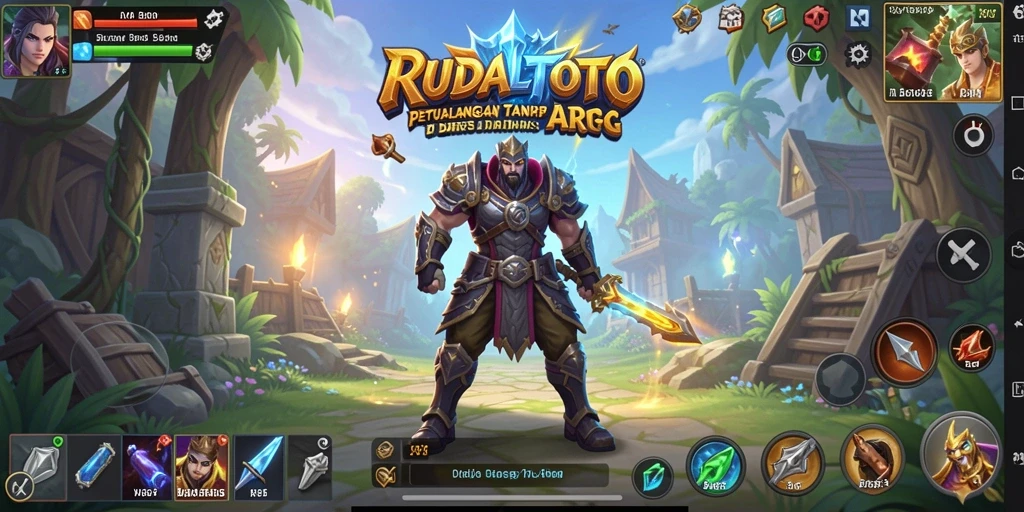Screenshot gameplay RUDALTOTO menampilkan aksi seru dan karakter berwarna-warni.