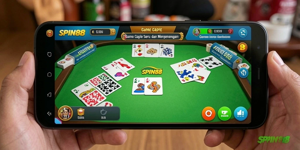Tangkapan layar gameplay seru dalam SPIN88 yang menunjukkan cara bermain Gaple.